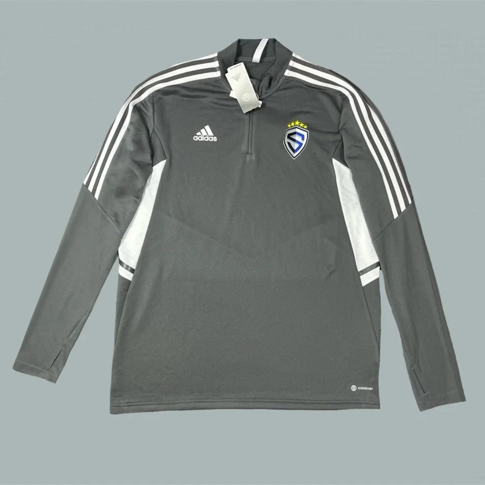 Sting Adidas Mens 1/4 Zip Condivo 22 Soccer Training Track Pullover Gray XL